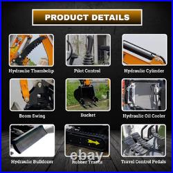 TERROR XVIII 4000lb Mini Excavator 13 Attachment Kubota Boom Swing Pilot Control