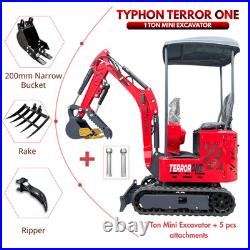 TYPHON TERROR ONE STORM 1 Ton Mini Excavator 13.5hp B&S gas engine 5Attachments