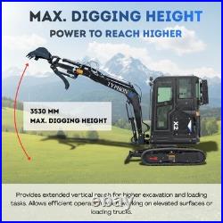 TYPHON TERROR X2 Max 2.7 Ton Mini Excavator Yanmar 3TNV88F Engine AC Heat Cabin