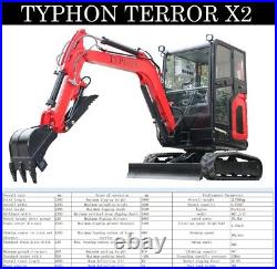 TYPHON TERROR X2 Mini Excavator 2.7 Ton Trench Digger EPA Diesel Perkins Engine