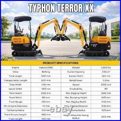 TYPHON TERROR XX 4000lb Mini Excavator 12 Attachments Kubota D902 Diesel Engine TYPHON TERROR XX 4000lb Mini Excavator 12 Attachments Kubota D902 Diesel Engine