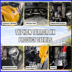 TYPHON TERROR XX 4000lb Mini Excavator 12 Attachments Kubota D902 Diesel Engine TYPHON TERROR XX 4000lb Mini Excavator 12 Attachments Kubota D902 Diesel Engine