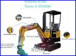 TYPHON TERROR X STORM Mini Excavator 1Ton Trench Digger with Canopy & Thumb