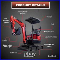 TYPHON Terror XVIII 4000lbs Mini Excavator Kubota D902 Boom Swing 13 Attachments