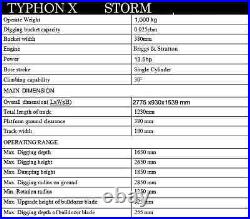 TYPHON Terror X Storm Mini Excavator 1 Ton Trench Digger w Canopy, Attachments