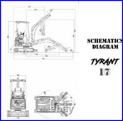 TYRANT 17 Mini Excavator Kubota D902 Engine Side Swing with 12 attachments