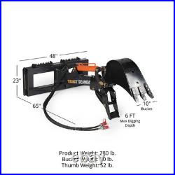 Titan Attachments Skid Steer Fronthoe Excavator Attachment, 10 Bucket & Thumb