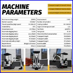 USA Stock, 2000lb Mini Excavator, Hydraulic Thumb Clip, Pilot Control System