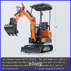 Upgrade 1 Ton 13.5hp Mini Excavator Digger Gas Tracked Crawler B&S EPA Engine